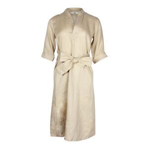 Vanessa Bruno Quarter Sleeves Belted Tunic Dress in Beige Linen